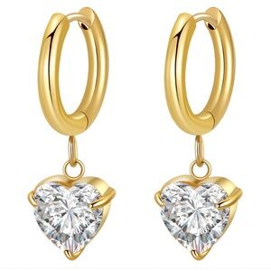 Gold Heart Drop Earrings